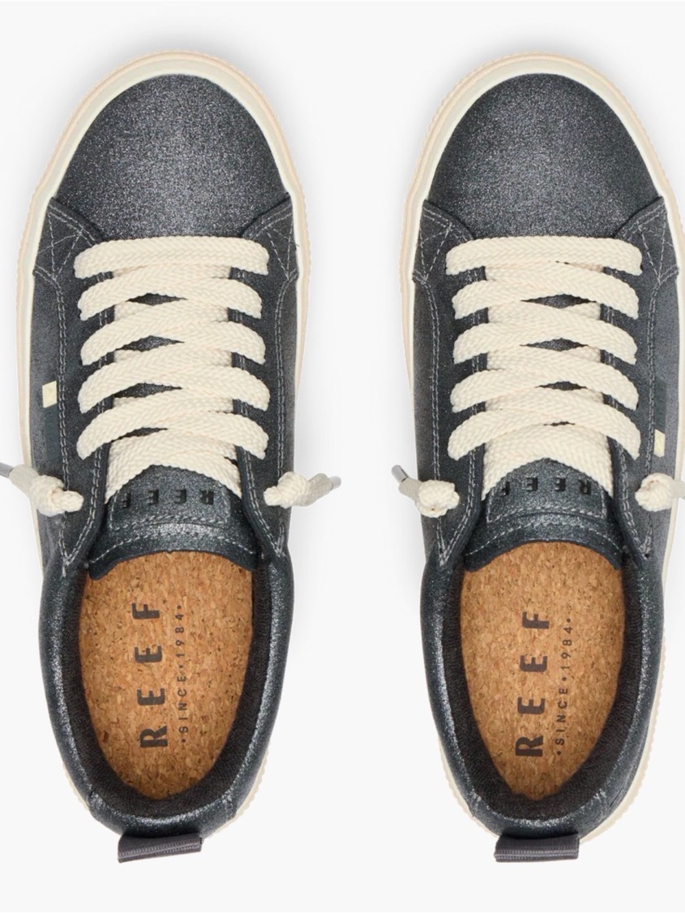 Reef Lay Day Dawn Black Sparkle Sneakers with Cream Laces